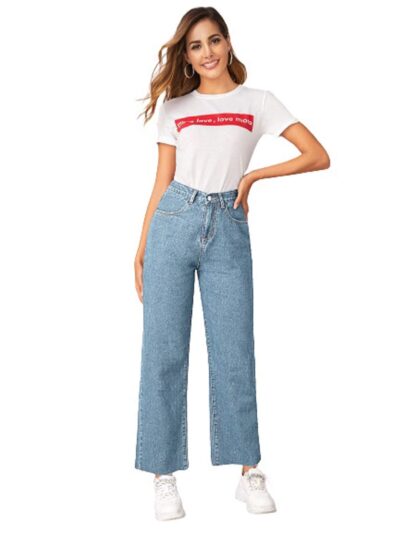 KOTTY Womens Solid High Rise Cotton Lycra Blend Relaxed Fit Ankle Length Jeans - Image 5