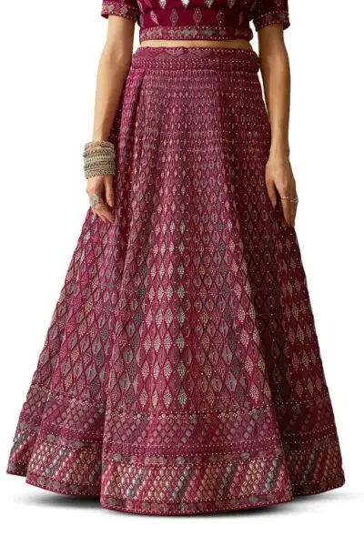 Soch Womens Georgette Embroidered Unstitched Lehenga Set with Stone Embellishments - Image 6