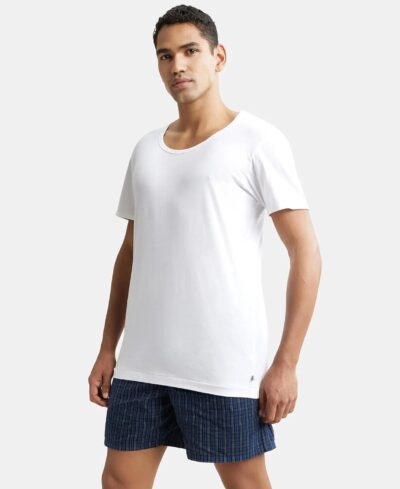 Jockey 8817 Men's Super Combed Cotton Round Neck Half Sleeved Vest with Extended Length for Easy Tuck (Pack of 2) - Image 7