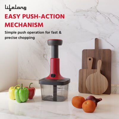 Lifelong Push Chopper 650ml | Compact and Efficient Vegetable, Onion, and Garlic Chopper, Essential Manual Kitchen Cutter for Quick and Easy Food Preparation, Ideal for Small Kitchens and Meal Prep - Image 6