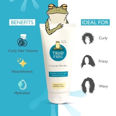 TRue FRoG Styling Gel for Curls for Curly Wavy Hair with Bamboo Extract and Jojoba Ester, Frizz Control, Silicone free, Phthalate free & Paraben free - 150ml - Image 5