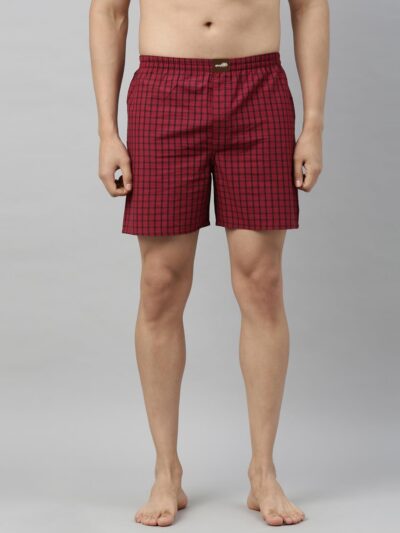 Broon Men's Multicolor Checked Cotton Blend Assorted Boxer Shorts Pack of 3 | Regular Fit | Elasticated Waistband | Back Pocket | Mens Boxers - Image 4