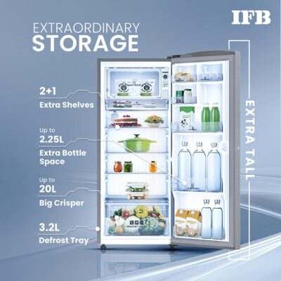 IFB 206L 5 Star Direct Cool Single Door Refrigerator (IFBDC-2325DBSE, Brush Grey, Advanced Inverter Compressor, Extraordinary Storage with Humidity Controller) - Image 4