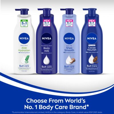 NIVEA Shea Smooth 400ml Body Lotion | 48 H Moisturization | With Deep Moisture Serum & Shea Butter | Non Greasy & Healthy Looking Skin - Image 6