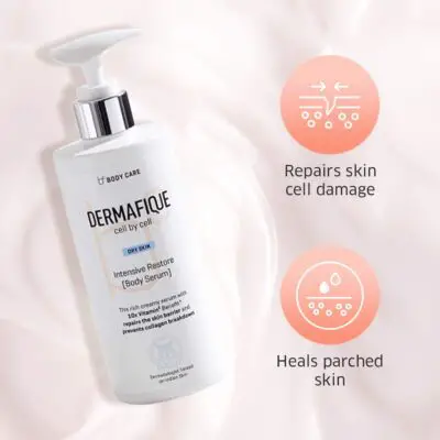 Dermafique Intensive Restore Body Lotion Serum with Vitamin E – 300ml, Body Lotion for Dry Skin, with 10x Vitamin E Benefits & Deep Hydration, Moisturizer for Body | Dermatologist Tested - Image 3