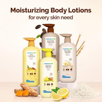 Mamaearth Rice Water Hydrating Body Lotion with Rice Water & Niacinamide for Dewy Glass Skin | 48 Hrs Moisturization | Nourishes Skin | 7in1 Total Care | 100% Natural Butter | Non Greasy Smooth Skin | 400 ml - Image 8