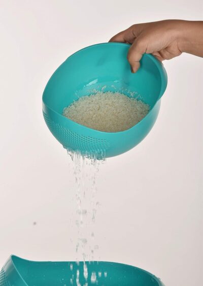 Clazkit Food Strainer Colander, Fruit Basket, Pasta Strainer, Vegetable Strainer, Kitchen Sieve, Washing Bowl, Unbreakable, (Color May Vary), Plastic - 11.3 x 18 x 24.1 Centimeters - Image 3