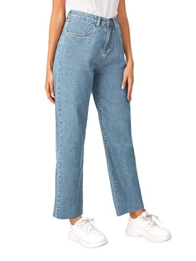 KOTTY Womens Solid High Rise Cotton Lycra Blend Relaxed Fit Ankle Length Jeans - Image 2