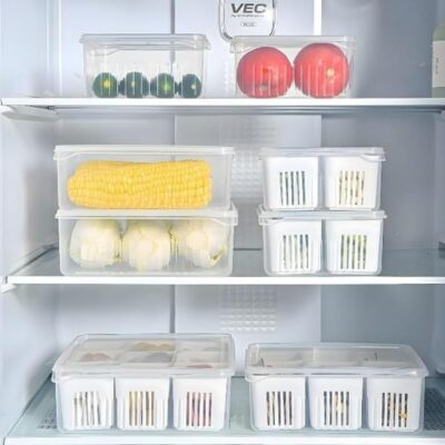 Chillyfit 2 PACK fridge storage boxes, fridge organiser box storage containers for vegetable airtight refrigerator container organizer, kitchen accessories items for food products - Image 3