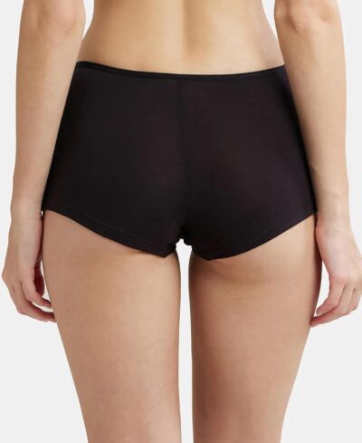 Jockey SS04 Women's High Coverage Super Combed Cotton Elastane Stretch Mid Waist Boy Shorts with Concealed Waistband and StayFresh Treatment - Image 3
