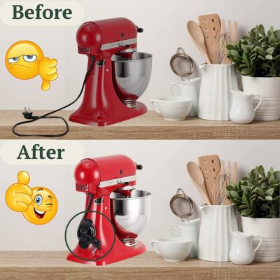 Bowiemall 2Pcs Cord Organizer for Kitchen Appliances Cord Wrapper for Kitchen Appliances Cord Holder Cable Organizer for Home Appliances (Black) - Image 2