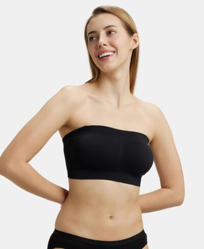 Jockey 1545 Women's Wirefree Padded Micro Touch Nylon Elastane Stretch Full Coverage Bandeau Bra with Removeable Pads and Detachable Transparent Straps - Image 5