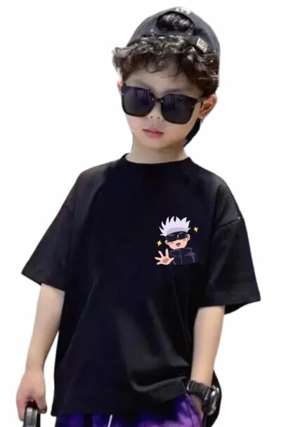 Uniplanet Store Jujutsu Cross Finger Cotton Blend Half Sleeve Regular Fit Printed Boys T-Shirt - Image 4