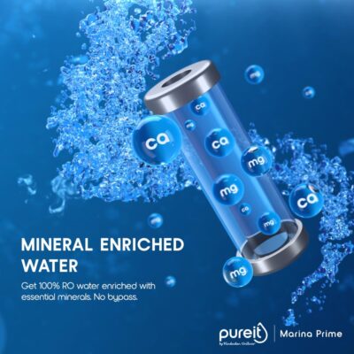 HUL Pureit Marina Prime Mineral RO+MF | 6 stage Purification | 7 Litres Capacity | Up to 45% Water Savings | Suitable for Borewell, Tanker & Muncipal Water | Wall Mountable | Blue & white - Image 3