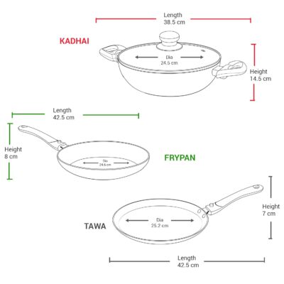 MILTON Pro Cook Kitchen Jewel Cookware Set of 3 (Fry pan 24 cm/1.6 litres; Kadhai 24 cm/2.5 litres with Glass lid & Tawa 25 cm), Peach, Induction, Hot Plate, Flame Safe, Non-Stick - Image 5
