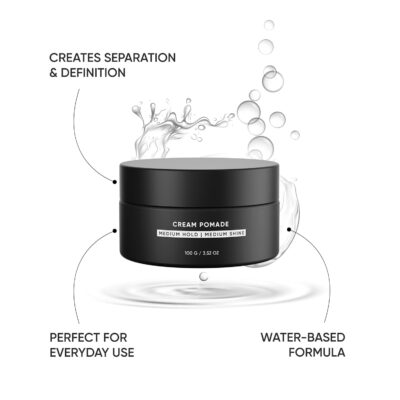 Dasher Cream Pomade For Men's Hair, Medium Hold & Medium Shine Puck, Flexible Hold & Water-Based, Texturizes Hair, With Avocado Oil & Biotin (100g) - Image 4