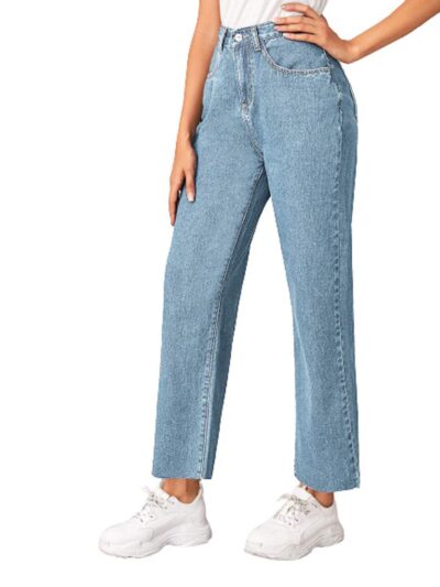 KOTTY Womens Solid High Rise Cotton Lycra Blend Relaxed Fit Ankle Length Jeans - Image 4