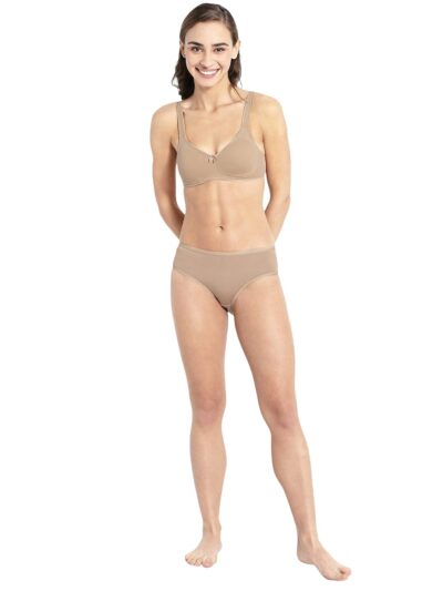 Jockey 1250 Women's Wirefree Non Padded Super Combed Cotton Elastane Stretch Full Coverage Everyday Bra with Contoured Shaper Panel and Adjustable Straps_Skin_34B - Image 4