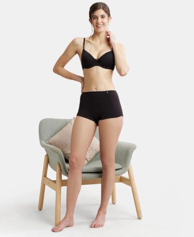 Jockey SS04 Women's High Coverage Super Combed Cotton Elastane Stretch Mid Waist Boy Shorts with Concealed Waistband and StayFresh Treatment - Image 6