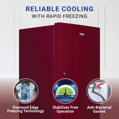 Haier 190 L, 2 Star, Direct-Cool Single Door Refrigerator (HED-202RS-P, Red Mono) - Image 2