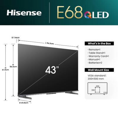 Hisense 108 cm (43 inches) E68N Series 4K Ultra HD Smart Google QLED TV 43E68N (Grey) - Image 4