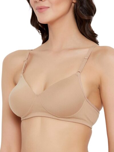 Clovia Women's Cotton Rich Solid Padded Full Cup Wire Free T-Shirt Bra - Skin - Image 6