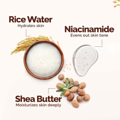 Mamaearth Rice Water Hydrating Body Lotion with Rice Water & Niacinamide for Dewy Glass Skin | 48 Hrs Moisturization | Nourishes Skin | 7in1 Total Care | 100% Natural Butter | Non Greasy Smooth Skin | 400 ml - Image 6