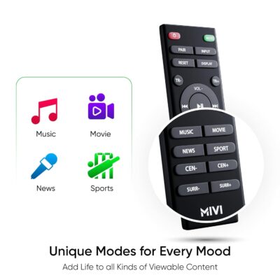 Mivi Fort Q700D Dolby Home Audio | 700W Sound bar, 5.1 Channel Home Theatre, 8-inch subwoofer, 2 Satellite Speakers, 4 Unique Input and 5 EQ Modes, LED Display, Remote Control - Image 6
