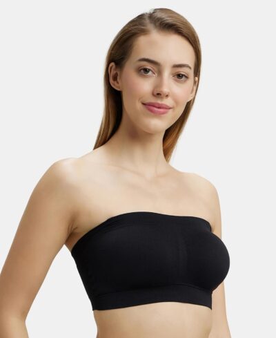 Jockey 1545 Women's Wirefree Padded Micro Touch Nylon Elastane Stretch Full Coverage Bandeau Bra with Removeable Pads and Detachable Transparent Straps - Image 2