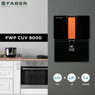 Faber CUV 8000 Water Purifier | UV+UF+Cu Guard |7L Tank, 7 Stage Filtration, Pre & Post Carbon| Not Suitable for Borewell/Tanker Water| Pressure & Purification Indicator | Upto 200 TDS | (Black) - Image 2