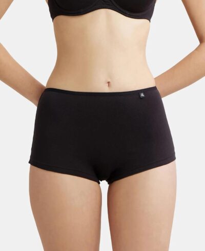 Jockey SS04 Women's High Coverage Super Combed Cotton Elastane Stretch Mid Waist Boy Shorts with Concealed Waistband and StayFresh Treatment - Image 5