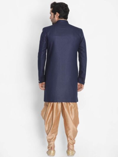 VASTRAMAY Men's Black Silk Blend Kurta and Dhoti Pant Set - Image 5