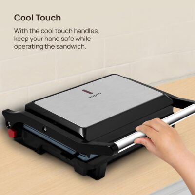 Wipro Elato BS202 1000 Watt Ceramic Grill Sandwich Maker, Scratch Resistant, 180° Open Sandwich Griller, Auto Cutoff, Non Toxic BPA, PTFE & PFOA Free, 2 Year Warranty, Regular Bread Size for 2 Slices - Image 7