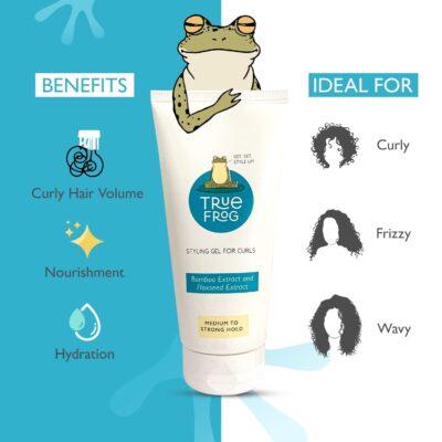 TRue FRoG Styling Gel for Curls for Curly Wavy Hair with Bamboo Extract and Jojoba Ester, Frizz Control, Silicone free, Phthalate free & Paraben free - 150ml - Image 3