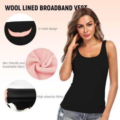 PALAY® Thermal Tank Top Womens Fleece Lined Underwear Tops Undershirt for Women Cotton Cami Warm Base Layer Vest Scoop Neck - Image 4