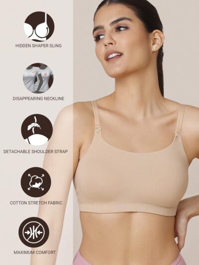 NYKD Everyday Wireless & Non-Padded Easy Breezy Slip-On T-Shirt Cotton Bra for Women with Full Coverage - NYB165 - Image 3
