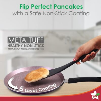 Wonderchef Valencia Non-Stick Cookware 4 Piece Set | Kadhai with Lid 24 cm, Fry Pan 24 cm, Dosa Tawa 28 cm | Pure Grade Aluminium| PFOA Free| 2 Years Warranty | Purple - Image 3