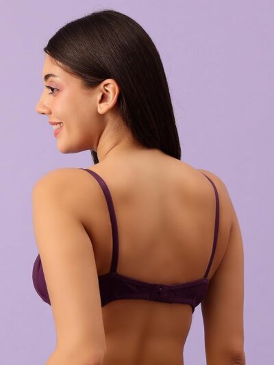 Clovia Women's Cotton Non-Padded Wirefree Full Coverage T-Shirt Bra in Purple - Image 5