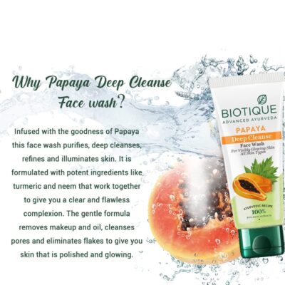 Biotique Papaya Deep Cleanse Face Wash | Gentle Exfoliation | Visibly Glowing Skin | 100% Botanical Extracts| Suitable for All Skin Types | 2x100ml - Image 7