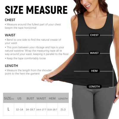 PALAY® Thermal Tank Top Womens Fleece Lined Underwear Tops Undershirt for Women Cotton Cami Warm Base Layer Vest Scoop Neck - Image 3
