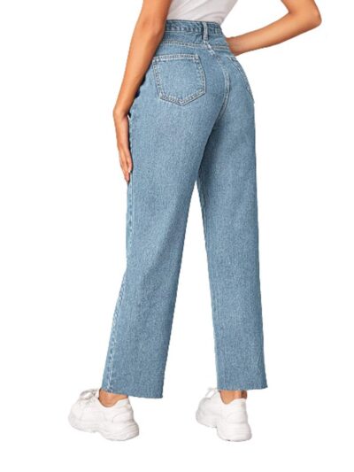KOTTY Womens Solid High Rise Cotton Lycra Blend Relaxed Fit Ankle Length Jeans - Image 3