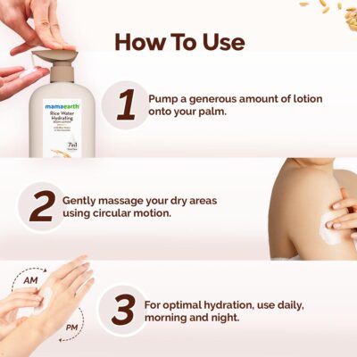 Mamaearth Rice Water Hydrating Body Lotion with Rice Water & Niacinamide for Dewy Glass Skin | 48 Hrs Moisturization | Nourishes Skin | 7in1 Total Care | 100% Natural Butter | Non Greasy Smooth Skin | 400 ml - Image 9