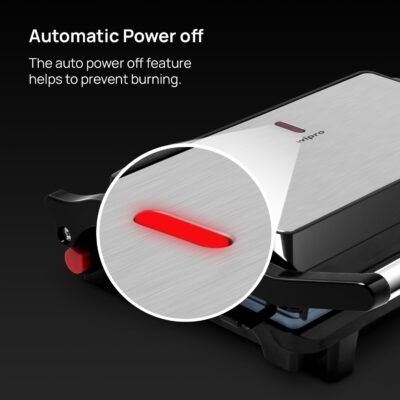 Wipro Elato BS202 1000 Watt Ceramic Grill Sandwich Maker, Scratch Resistant, 180° Open Sandwich Griller, Auto Cutoff, Non Toxic BPA, PTFE & PFOA Free, 2 Year Warranty, Regular Bread Size for 2 Slices - Image 6