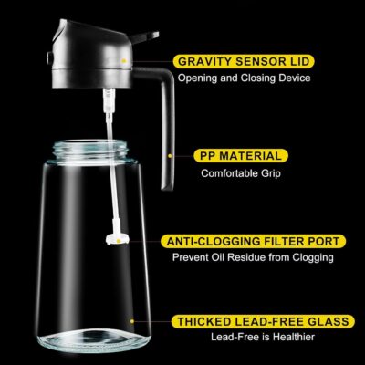 Kettlekane 500ml 2 in 1 Olive Oil Sprayer and Oil Dispenser Bottle for Kitchen, Glass Oil Bottle with Premium Nozzle, Oil Sprayer for Air Fryer, Salad,BBQ,Roasting (Multi Color) (Pack of 1) - Image 7