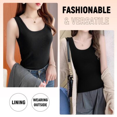 PALAY® Thermal Tank Top Womens Fleece Lined Underwear Tops Undershirt for Women Cotton Cami Warm Base Layer Vest Scoop Neck - Image 5