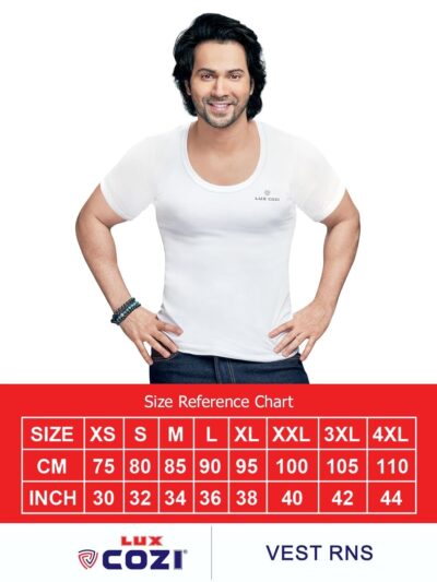 Lux Cozi Men's White Round Neck Half Sleeves 100% Cotton Vest with Extended Length for Easy Tuck (Pack of 3) - Image 2