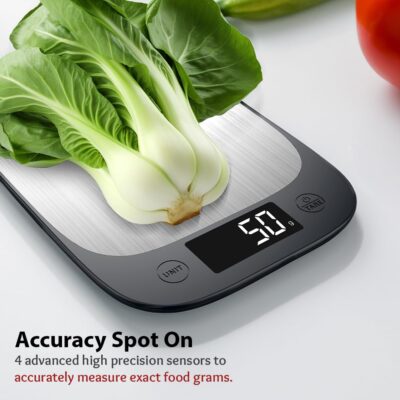 HealthSense Weight Machine for Kitchen, Kitchen Food Weighing Scale for Health Fitness, Home Baking & Cooking with SS Platform, Touch Button, Tare Function & 1 Year Warranty – Chef-Mate KS70 - Image 8