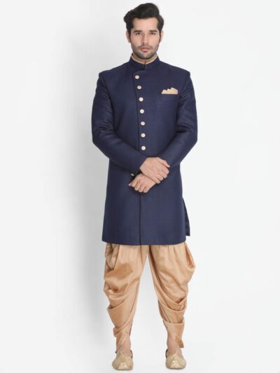 VASTRAMAY Men's Black Silk Blend Kurta and Dhoti Pant Set - Image 2