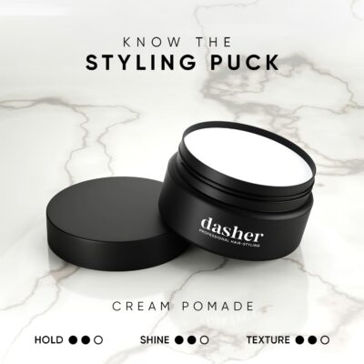 Dasher Cream Pomade For Men's Hair, Medium Hold & Medium Shine Puck, Flexible Hold & Water-Based, Texturizes Hair, With Avocado Oil & Biotin (100g) - Image 5