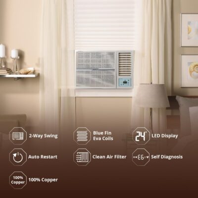 Lloyd 1.5 Ton 3 Star Fixed Speed Window Ac (Copper, White With Silver Deco Strip, GlW18C3YWSEW/XWSEW) - Image 2